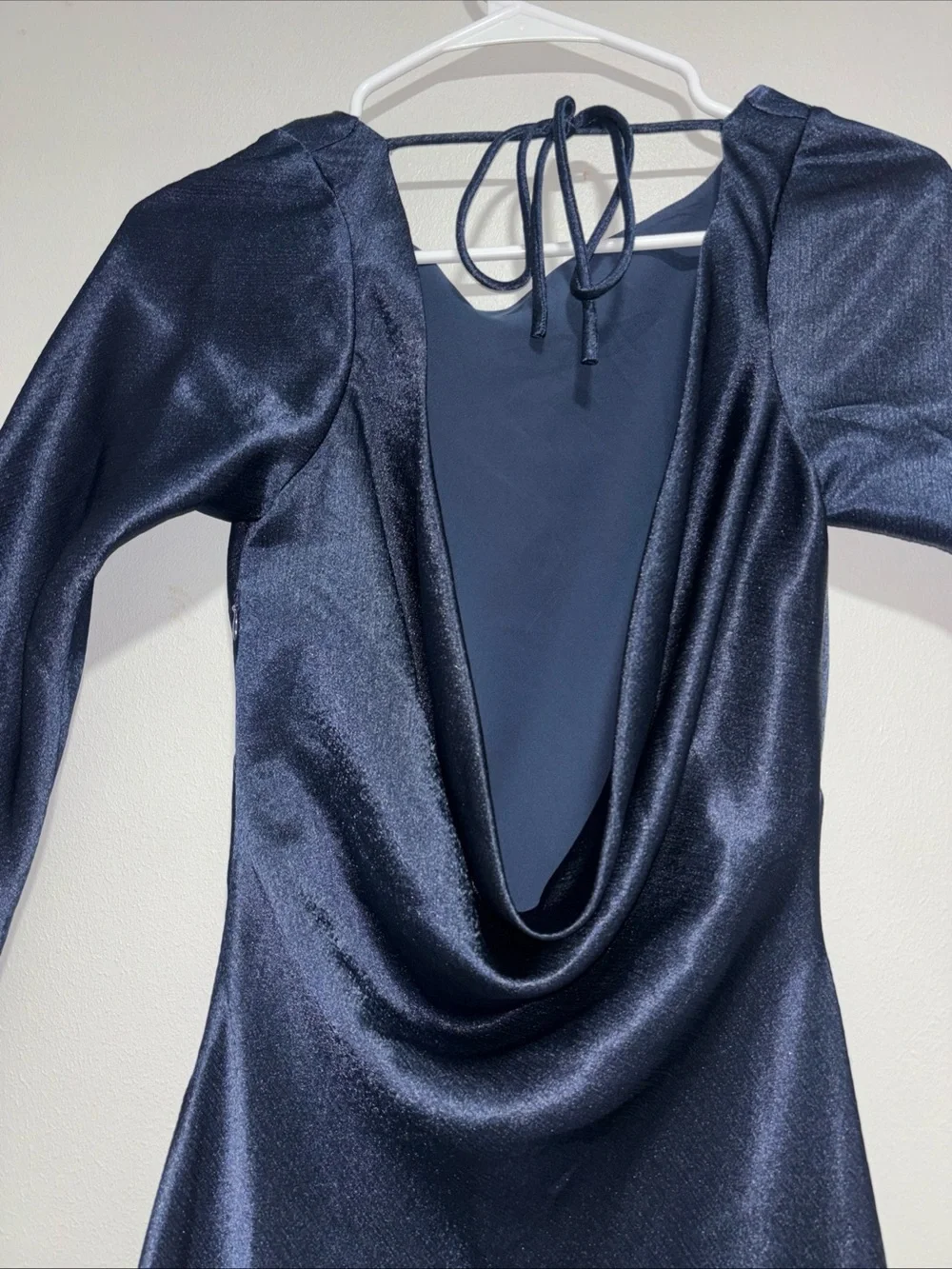 Abercrombie & Fitch Long-sleeve Cowl Back Slip Maxi Dress Women’s Size S Navy